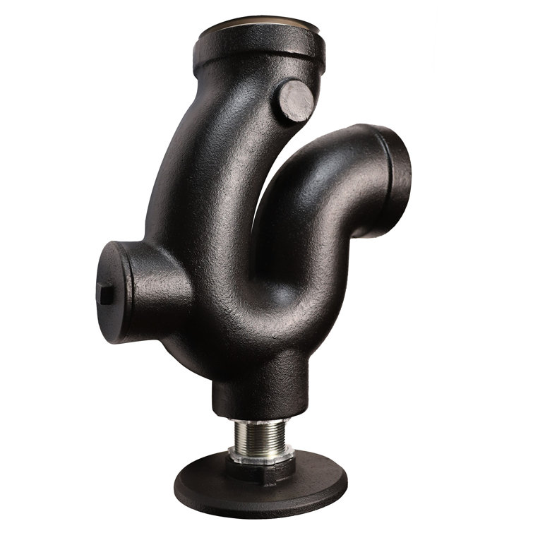 Black Cast Iron 3-Inch Threaded P-Trap with Strainer