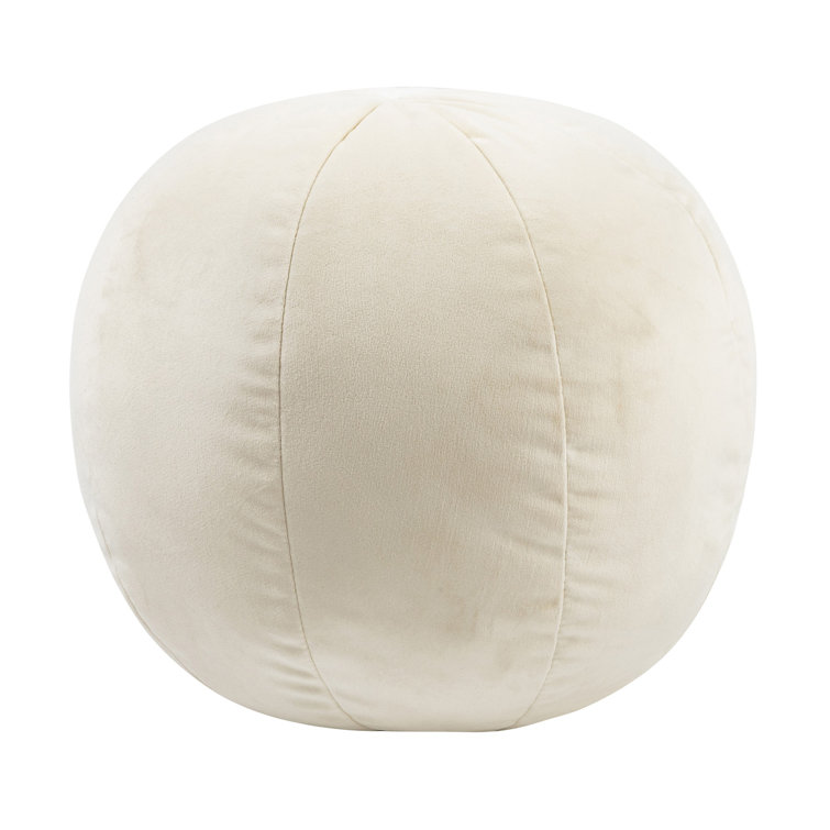 Cream Velvet Round Decorative Throw Pillow