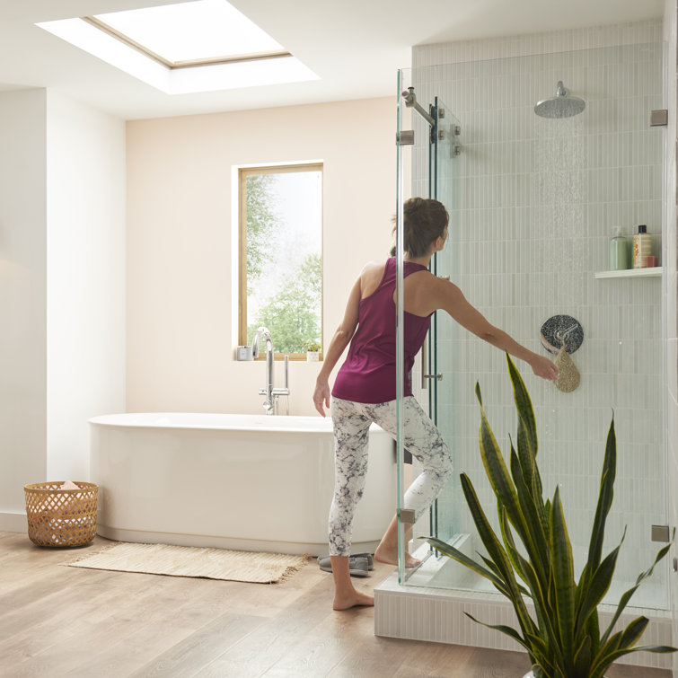 Polished Chrome Freestanding Tub Filler with Hand Shower