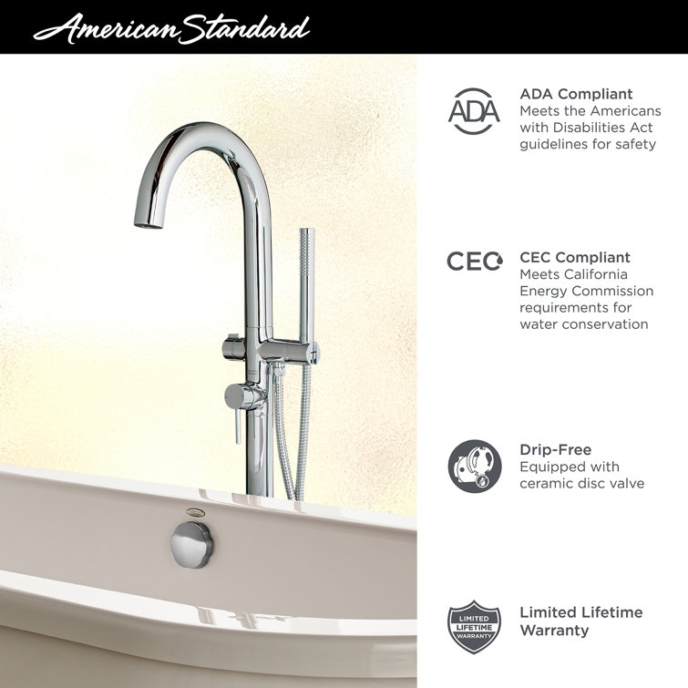 Matte Black Contemporary Freestanding Tub Filler with Hand Shower