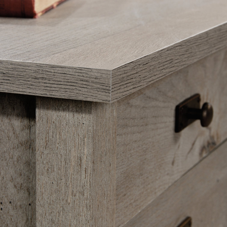 Mystic Oak L-Shaped Writing Desk with Drawer and Filing Cabinet