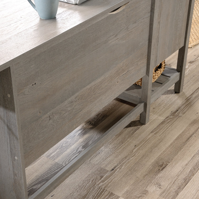 Mystic Oak L-Shaped Writing Desk with Drawer and Filing Cabinet