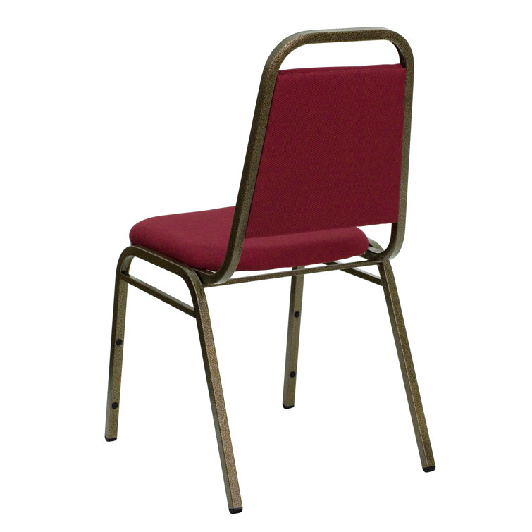 Hercules Series Burgundy Fabric Stacking Banquet Chair with Gold Vein Frame
