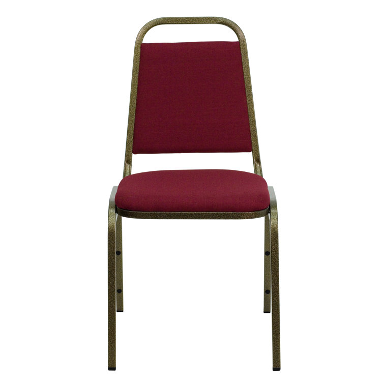 Hercules Series Burgundy Fabric Stacking Banquet Chair with Gold Vein Frame