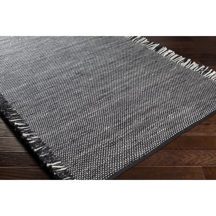 Gray Handmade Synthetic Rectangular Indoor/Outdoor Rug with Fringe