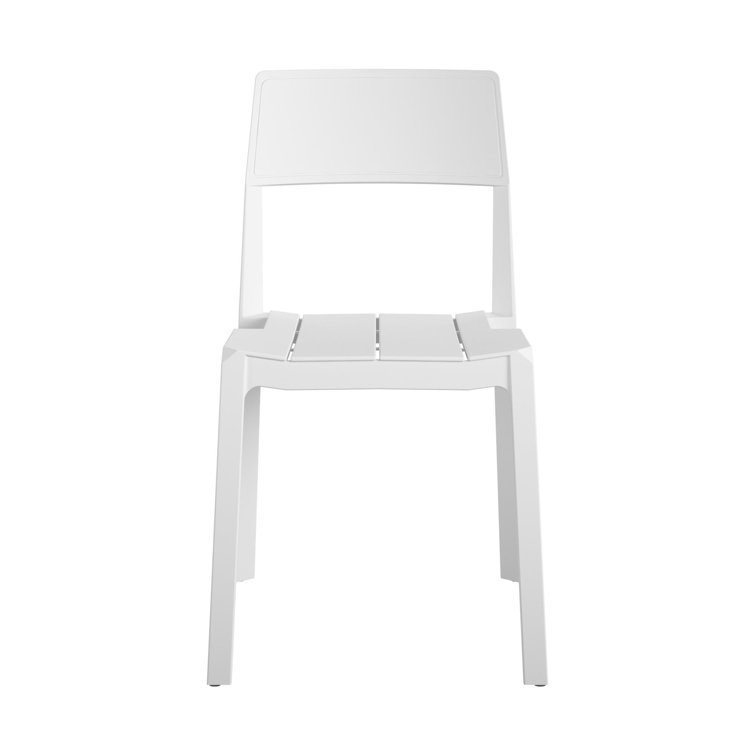 White Resin Armless Stacking Indoor/Outdoor Dining Chairs, 4-Pack