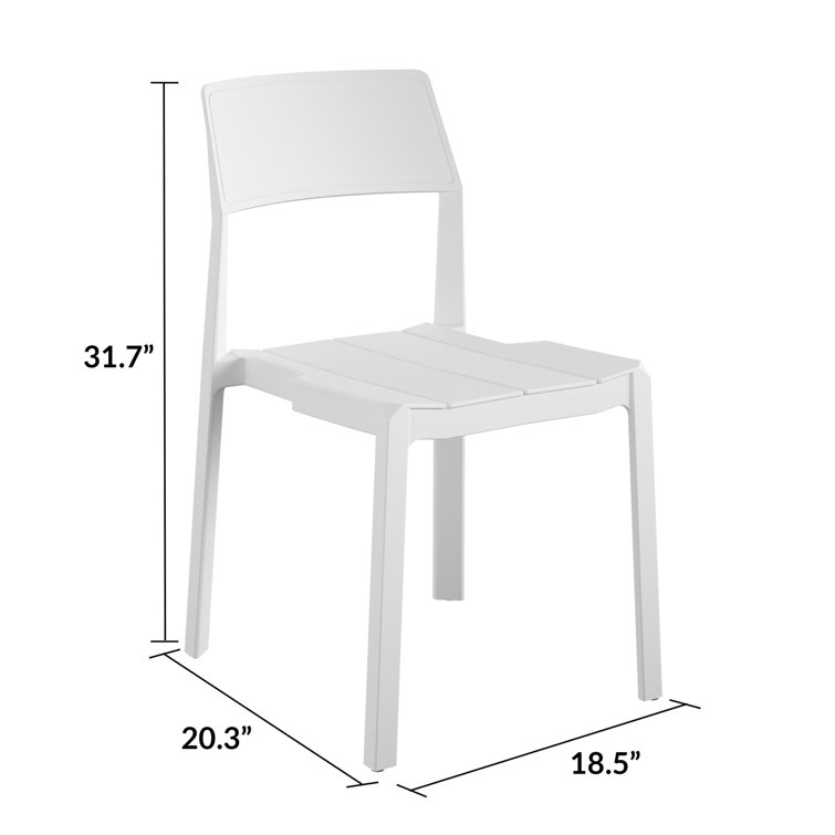 White Resin Armless Stacking Indoor/Outdoor Dining Chairs, 4-Pack