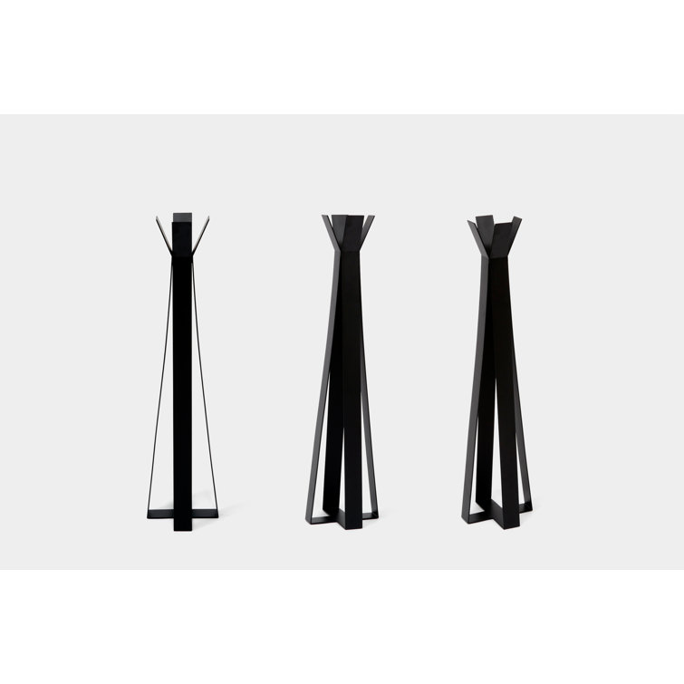 Black Powder Coated Steel Freestanding Coat Rack