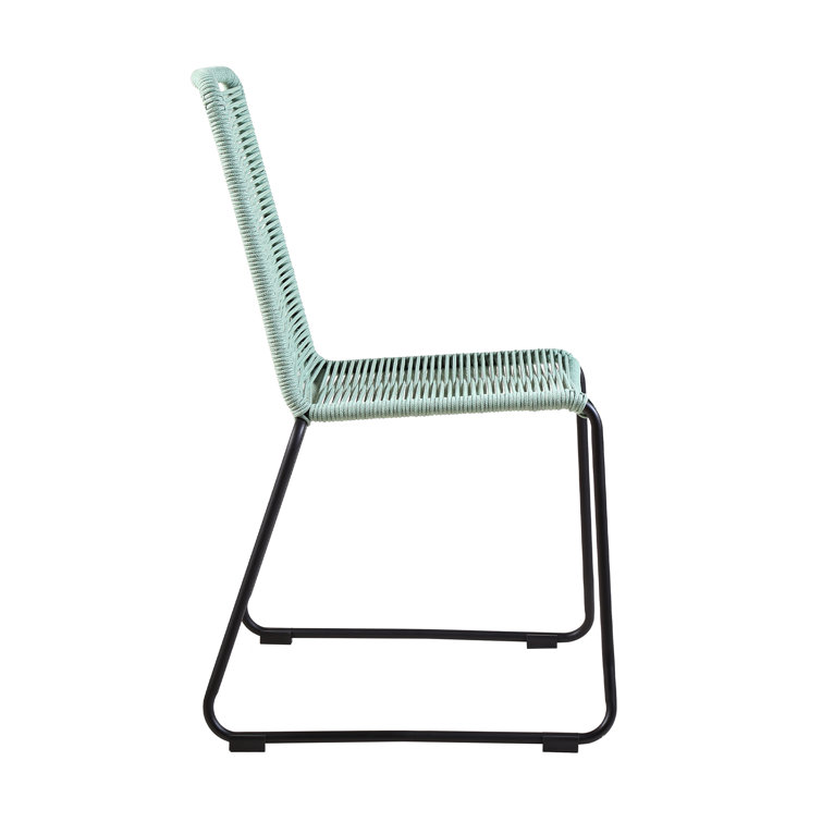 Wasabi Green Wicker Outdoor Stacking Dining Chairs, Set of 2