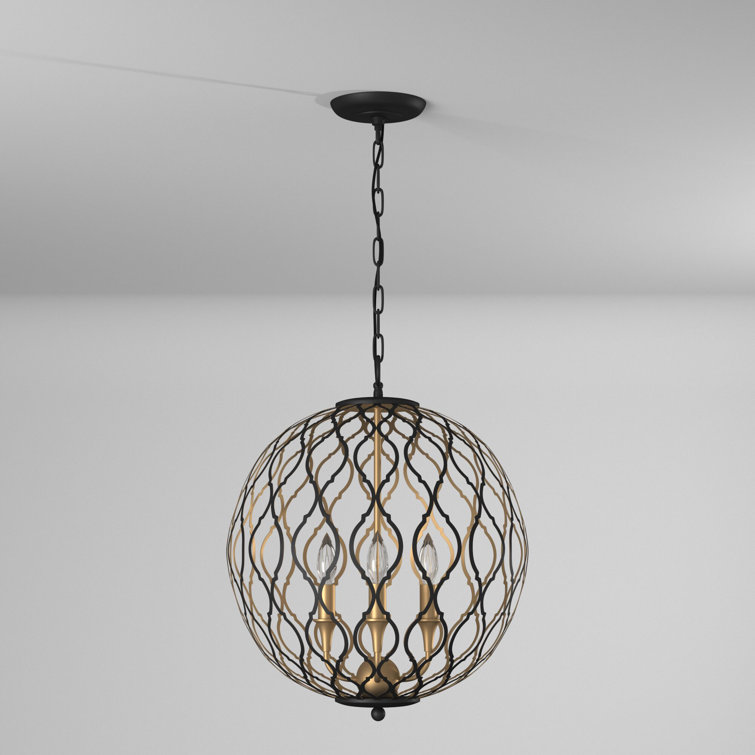 Fianna 4-Light Gold and Glass Indoor/Outdoor Pendant