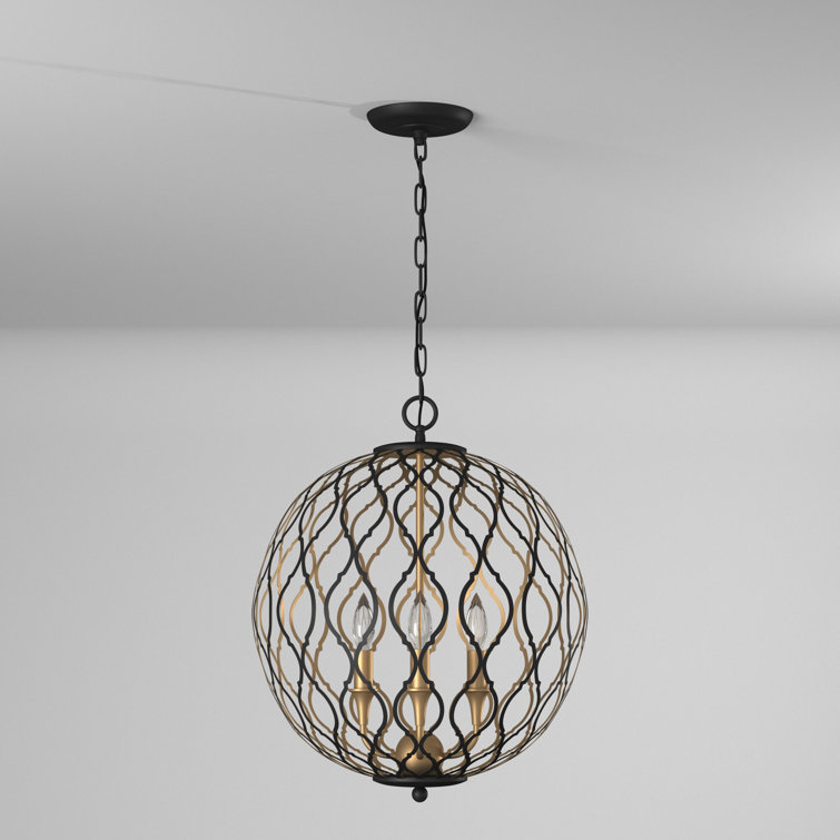 Fianna 4-Light Gold and Glass Indoor/Outdoor Pendant