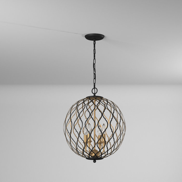 Fianna 4-Light Gold and Glass Indoor/Outdoor Pendant