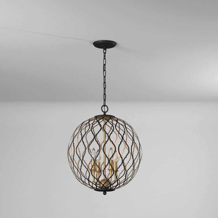 Fianna 4-Light Gold and Glass Indoor/Outdoor Pendant