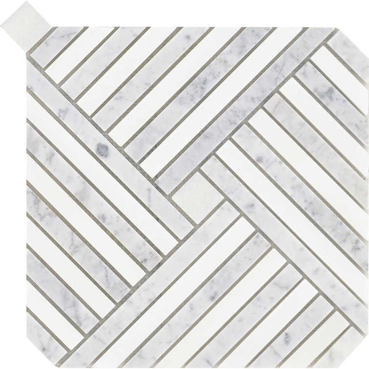 Alluro Elegance 9" x 9" Silver Marble Mosaic Shower Tile
