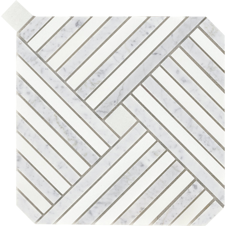 Alluro Elegance 9" x 9" Silver Marble Mosaic Shower Tile