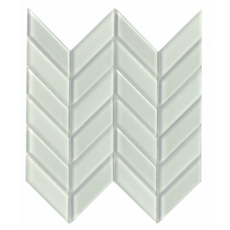 White Frosted Glass Herringbone Mosaic Wall Tile