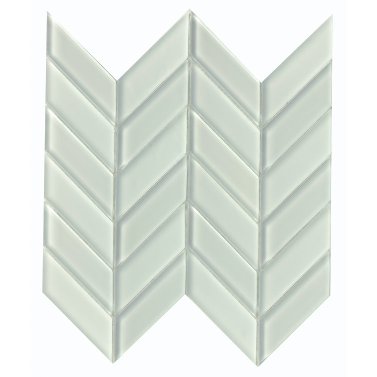 White Frosted Glass Herringbone Mosaic Wall Tile