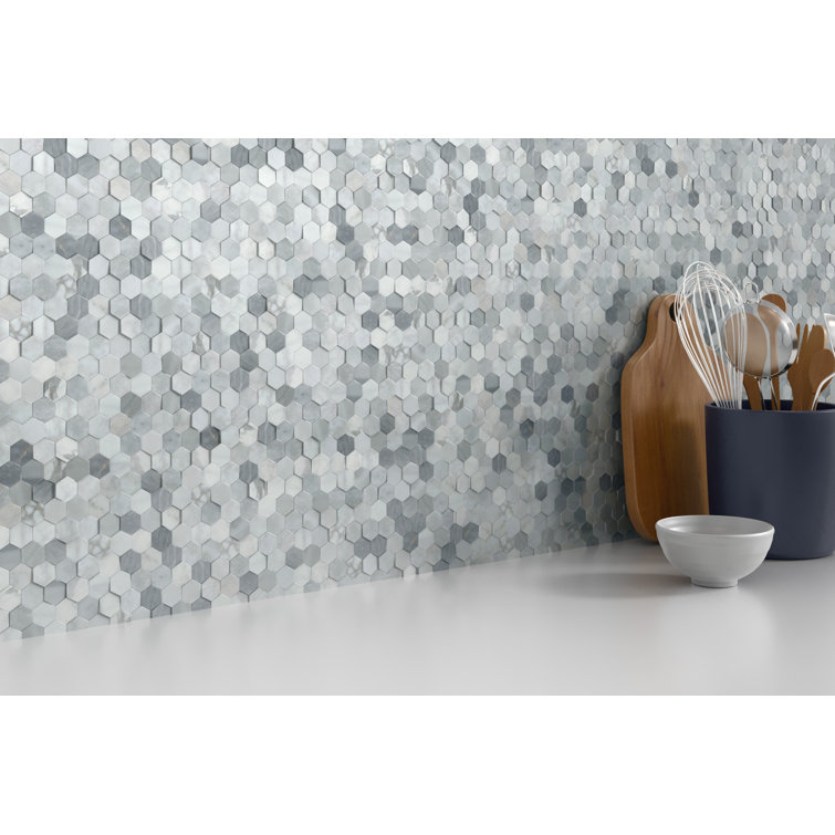 Hexagonal White Marble Mosaic Tile Sheet