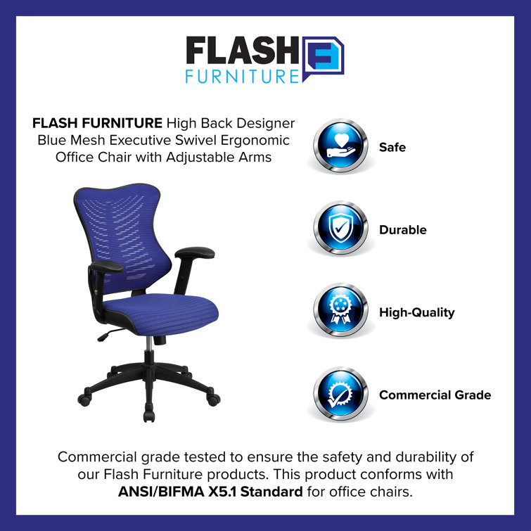 High-Back Blue Mesh Ergonomic Executive Swivel Chair