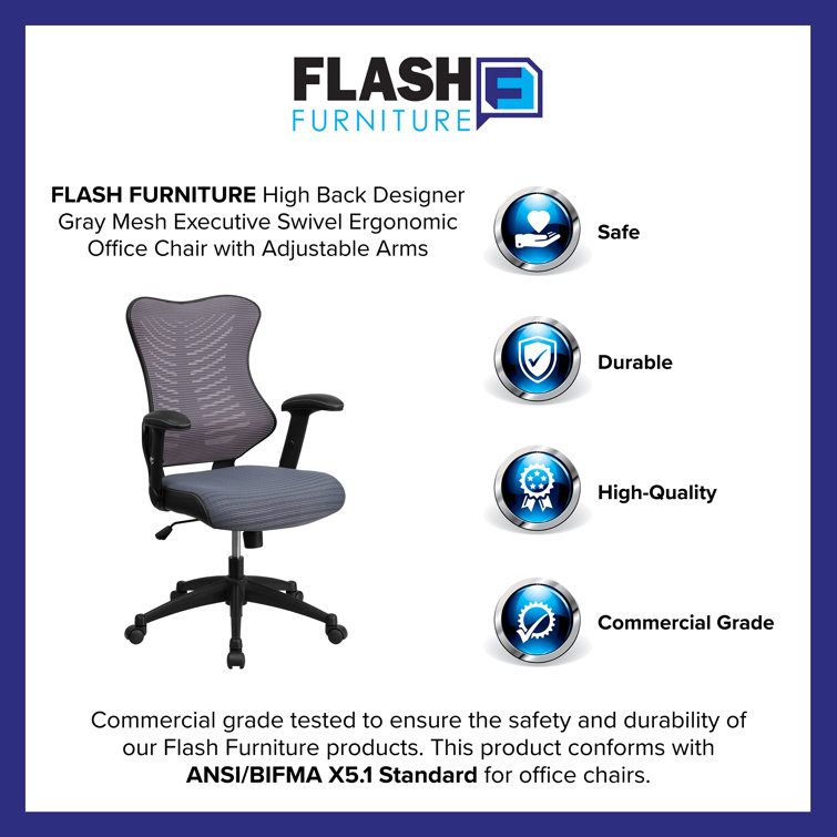 ErgoFlex High Back Executive Gray Mesh Swivel Chair with Lumbar Support