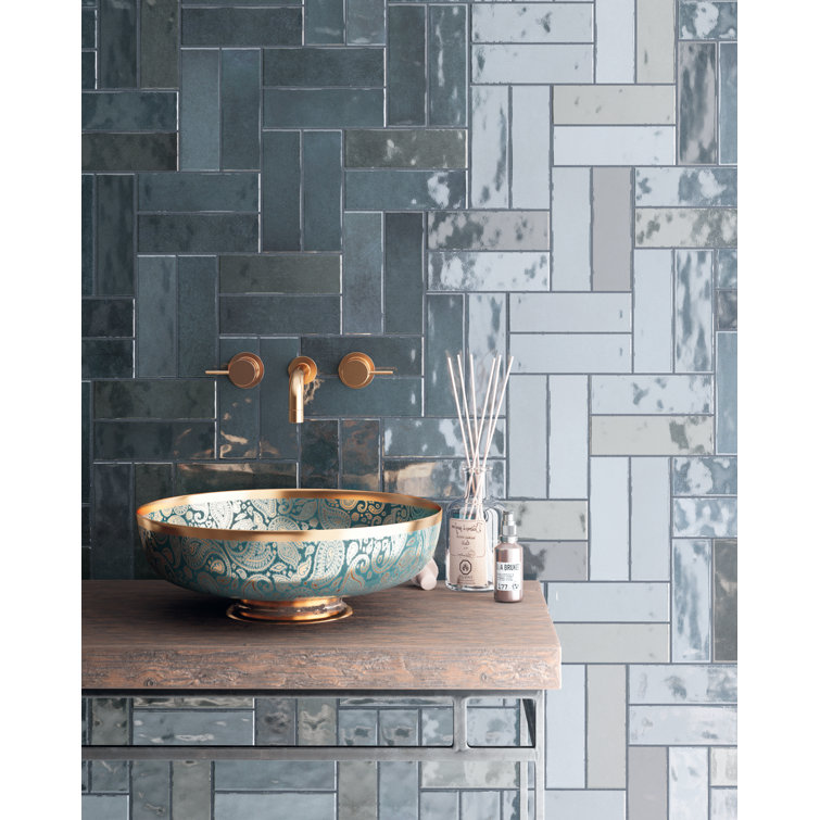 Azul Glossy Blue Porcelain Wall Tile 3 in. x 8 in.
