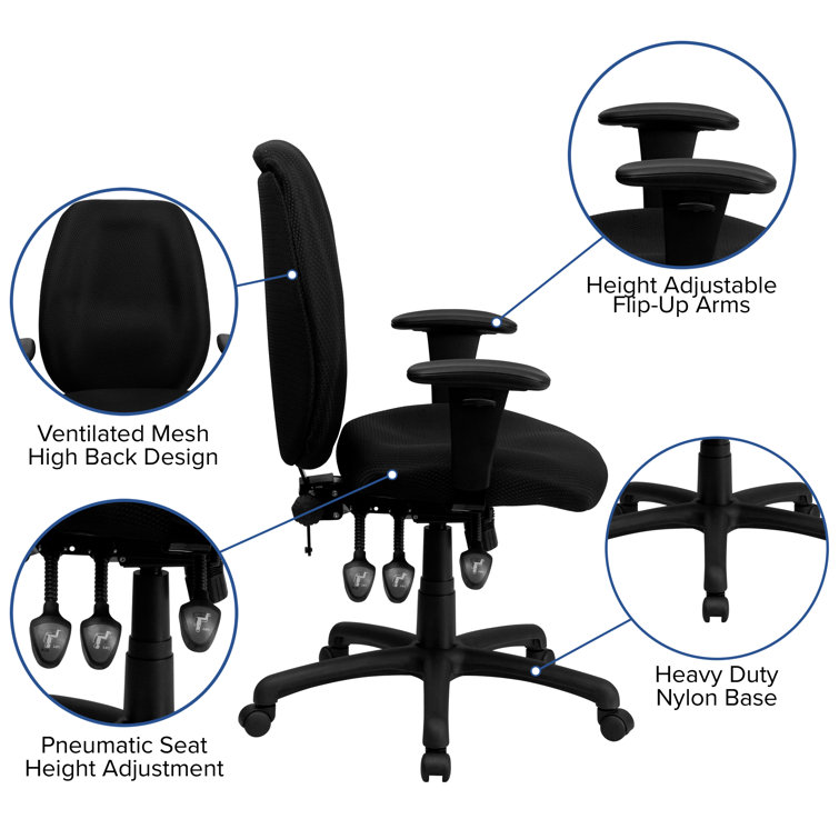 ErgoFlex High Back Executive Swivel Chair with Lumbar Support, Black Nylon