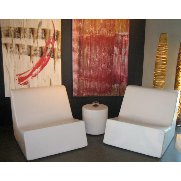 Cognac Armless Plastic Patio Chair with 36'' Wide Seat