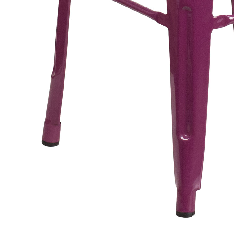 30'' Purple Metal Indoor-Outdoor Stackable Barstool