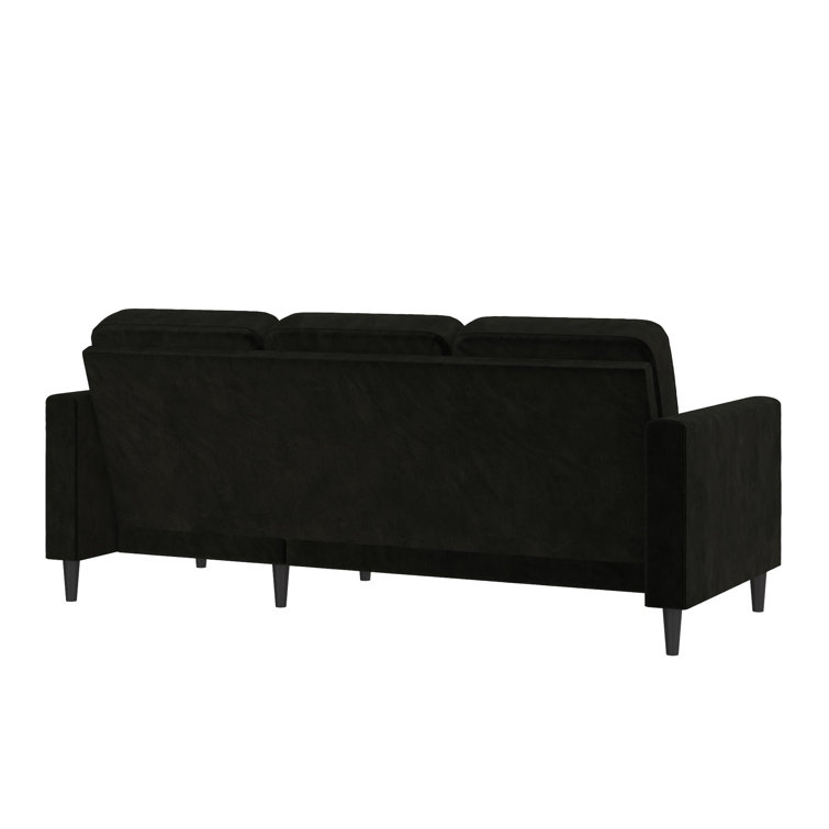 Strummer 81.63" Black Velvet Reversible Sectional Sofa with Ottoman