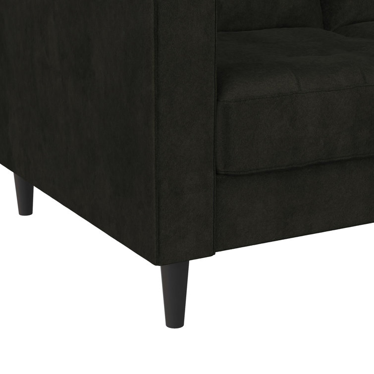 Strummer 81.63" Black Velvet Reversible Sectional Sofa with Ottoman