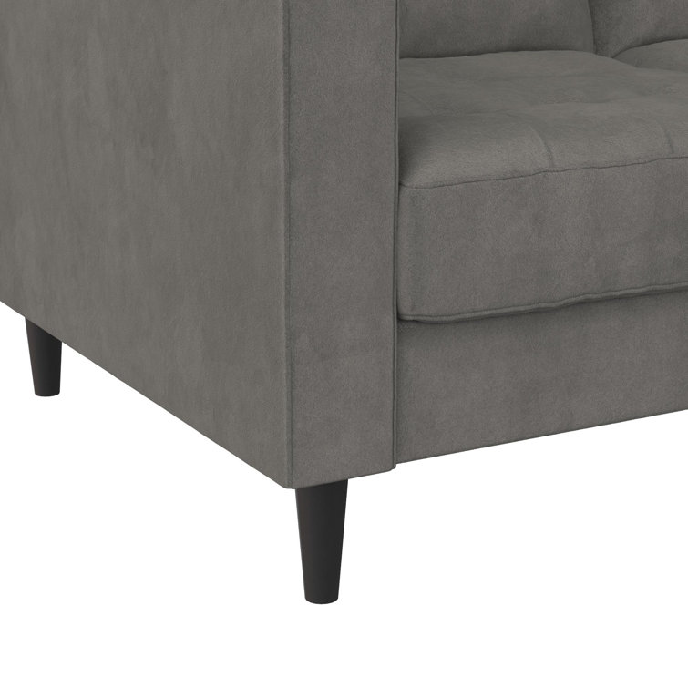 Light Gray Velvet Tufted Sectional Sofa with Ottoman