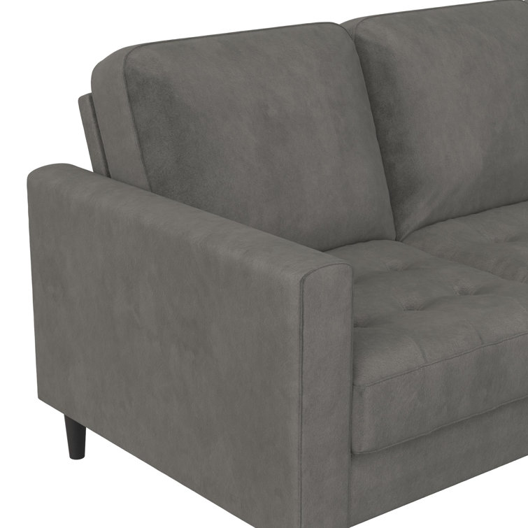 Light Gray Velvet Tufted Sectional Sofa with Ottoman