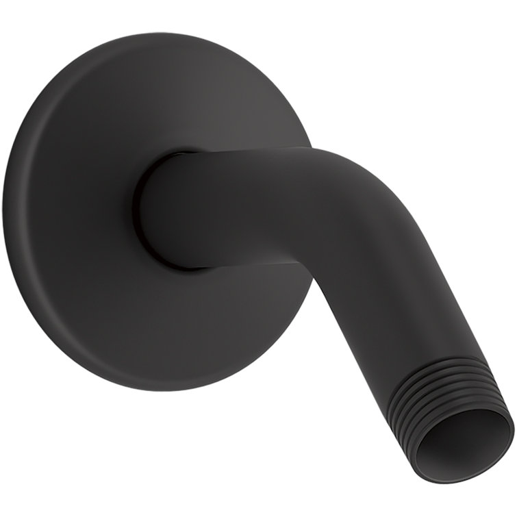 Matte Black Wall-Mounted Shower Arm with Flange