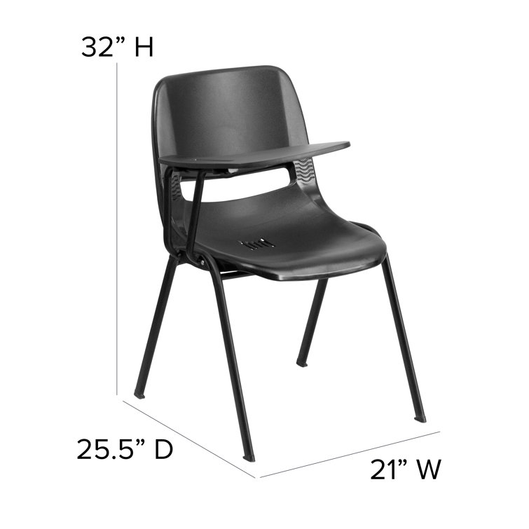 Black Ergonomic Metal Desk Chair with Adjustable Tablet Arm