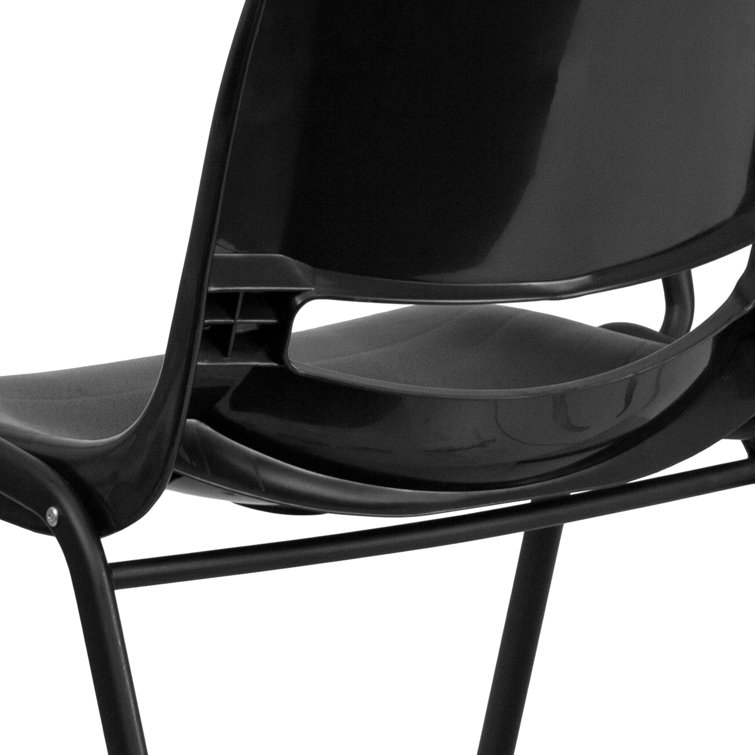 Black Ergonomic Metal Desk Chair with Adjustable Tablet Arm