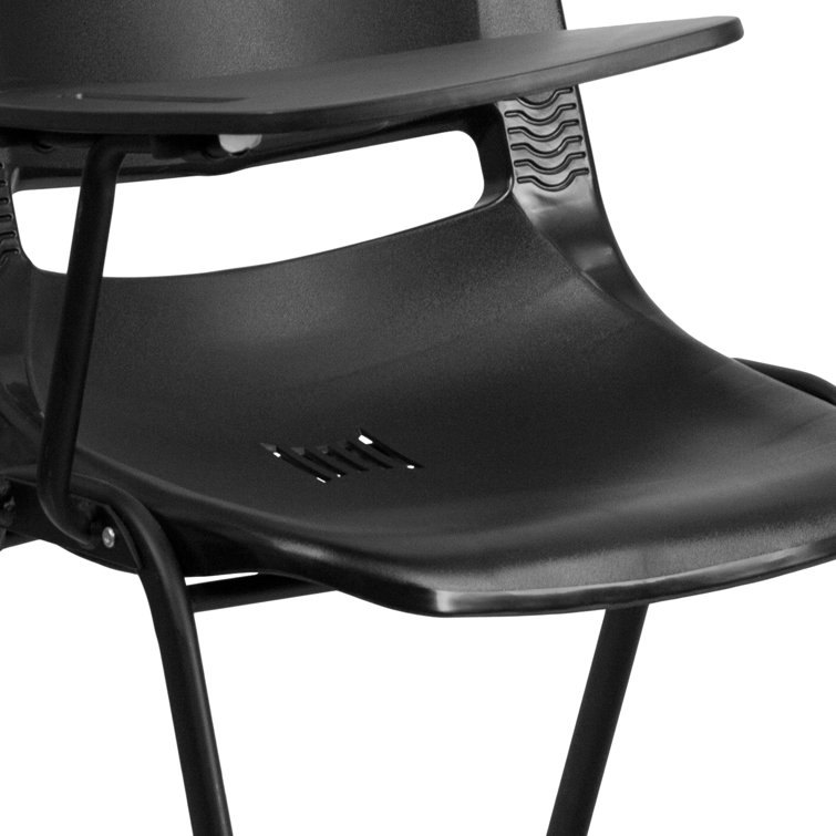 Black Ergonomic Metal Desk Chair with Adjustable Tablet Arm
