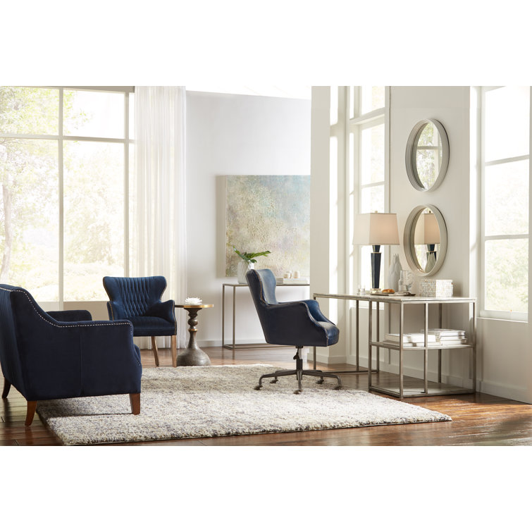 Gray Acacia and Brass Round Side Table