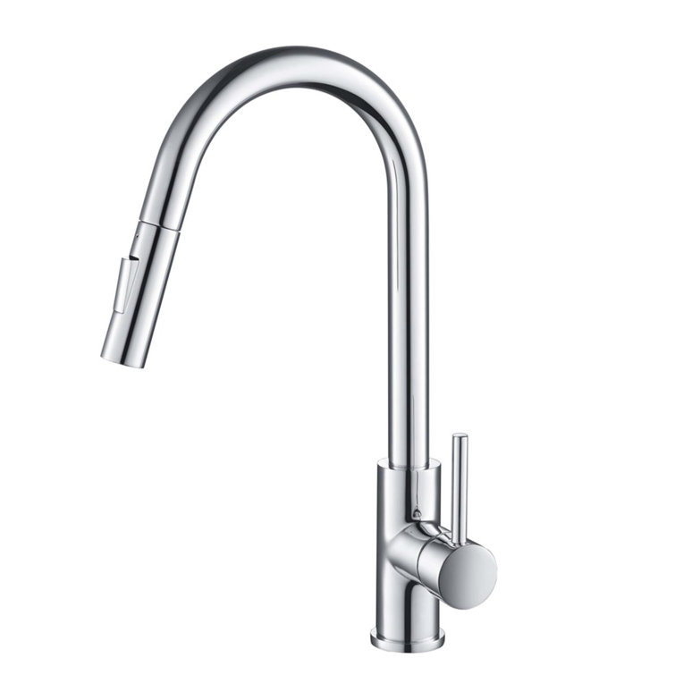 Brushed Nickel Single Handle Pull-Out Kitchen Faucet with Soap Dispenser