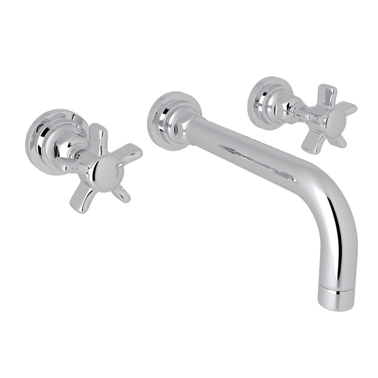 Polished Chrome Wall Mounted Widespread Faucet