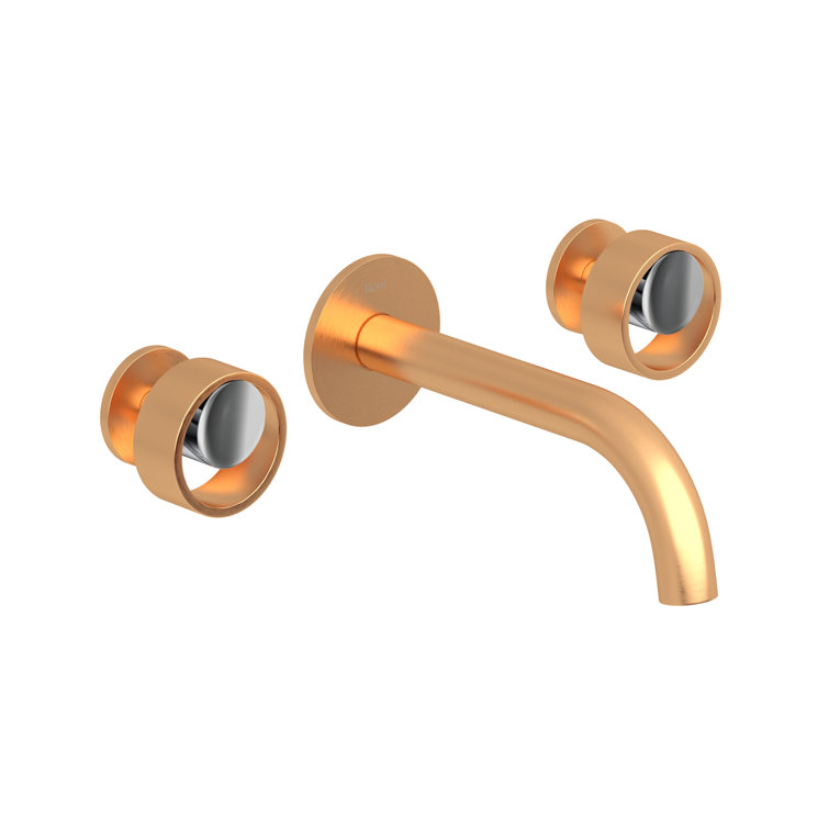Modern Black Brass Wall Mounted Widespread Faucet
