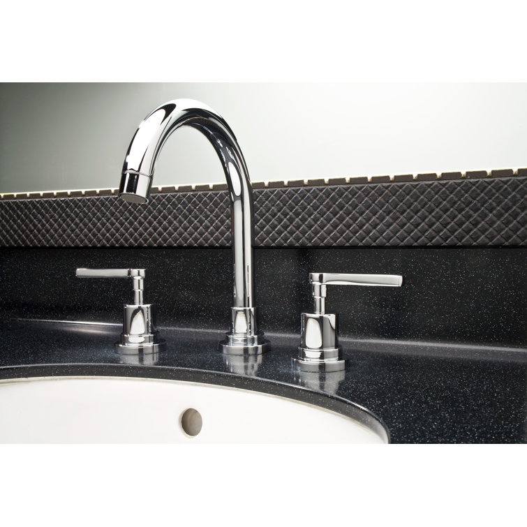 Polished Nickel Modern Widespread Bathroom Faucet with Drain Assembly