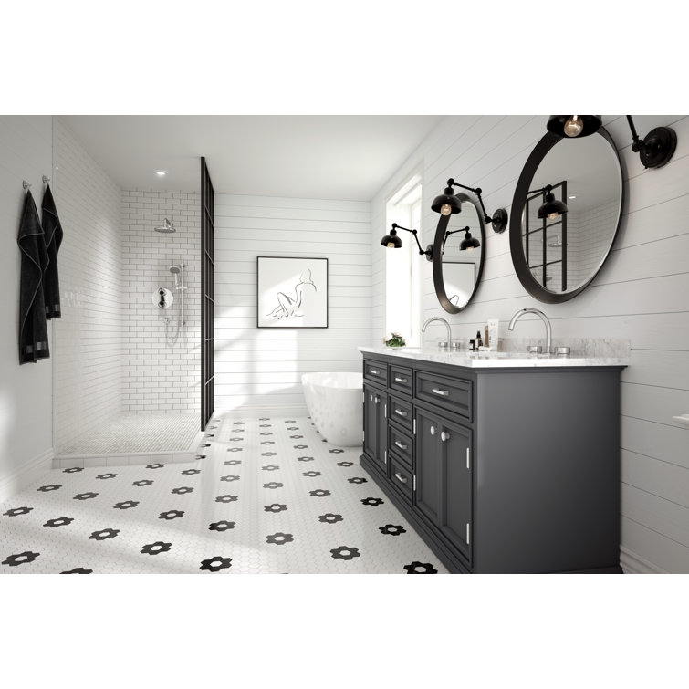 Eclissi Modern Chrome and Black Brass Widespread Bathroom Faucet