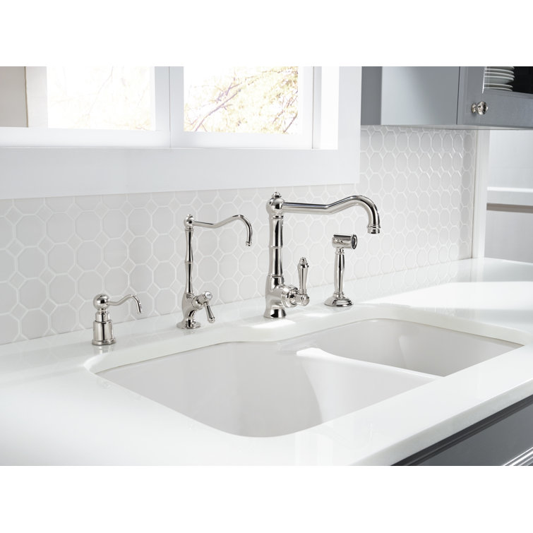 Polished Nickel Brass Traditional Kitchen Faucet with Side Spray