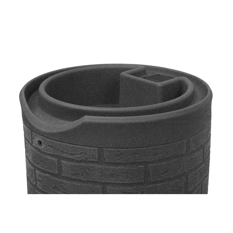 Impressions Downton 50 Gallon Dark Granite Plastic Rain Barrel with Planter