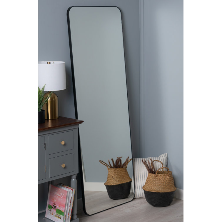 Black Metal Framed Rectangular Wall Mirror