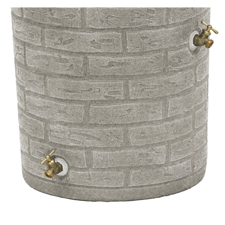 Slate 50-Gallon Plastic Rain Barrel with Planter
