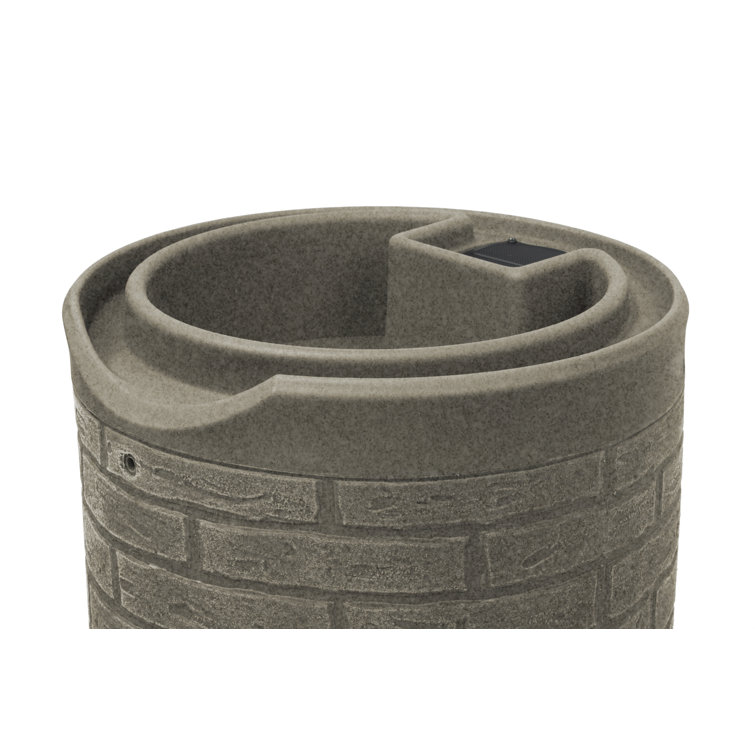 Slate 50-Gallon Plastic Rain Barrel with Planter