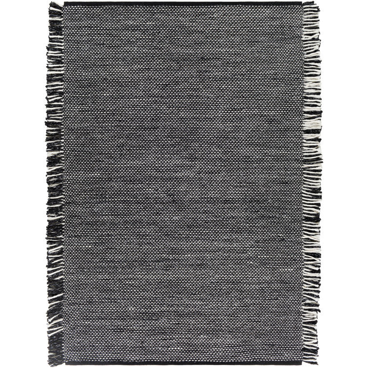 Gray Handmade Synthetic Rectangular Indoor/Outdoor Rug with Fringe