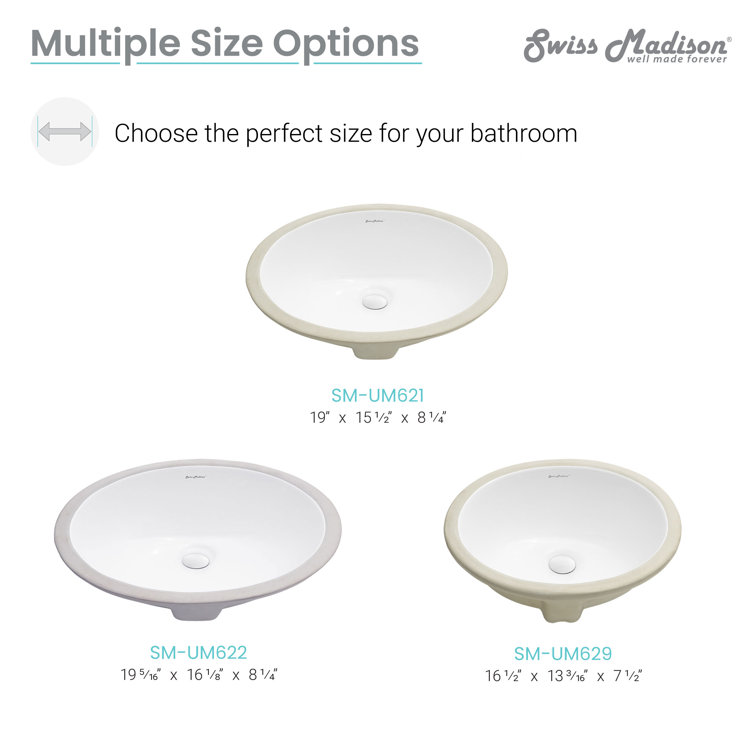 Plaisir White Ceramic 16.75" Oval Undermount Bathroom Sink