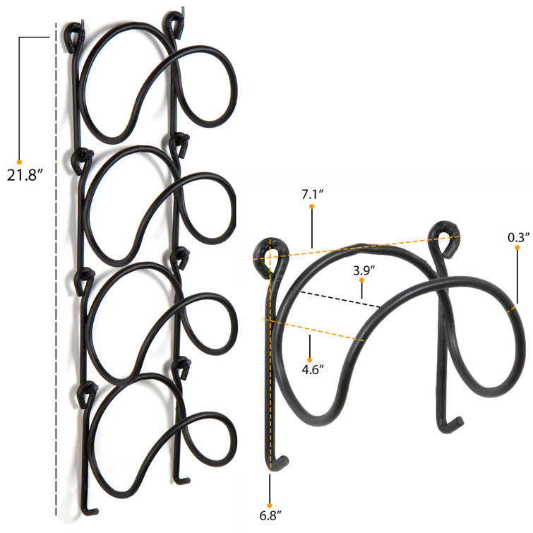 Black Wrought Iron Wall Mounted Towel Rack Set of 4
